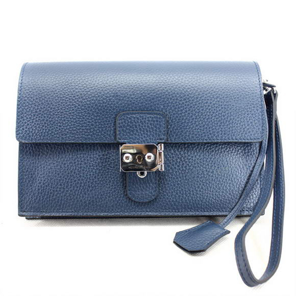 H669 Hermes Jet Pochette Pochette in pelle Clemence blu scuro